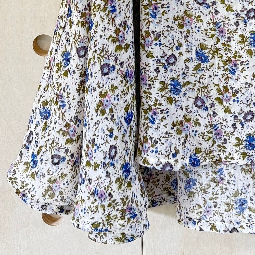 FOR LOVE & LEMONS Tour Bus Cropped Tank Size Small Cream Floral Sheer Chiffon - Picture 4 of 11